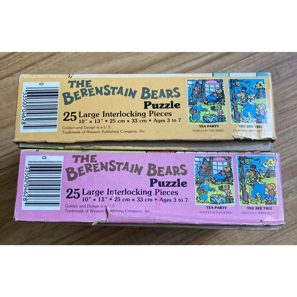 Golden 1983 The Berenstain Bears Puzzles Seaside Picnic & Tea Party 25 Pieces